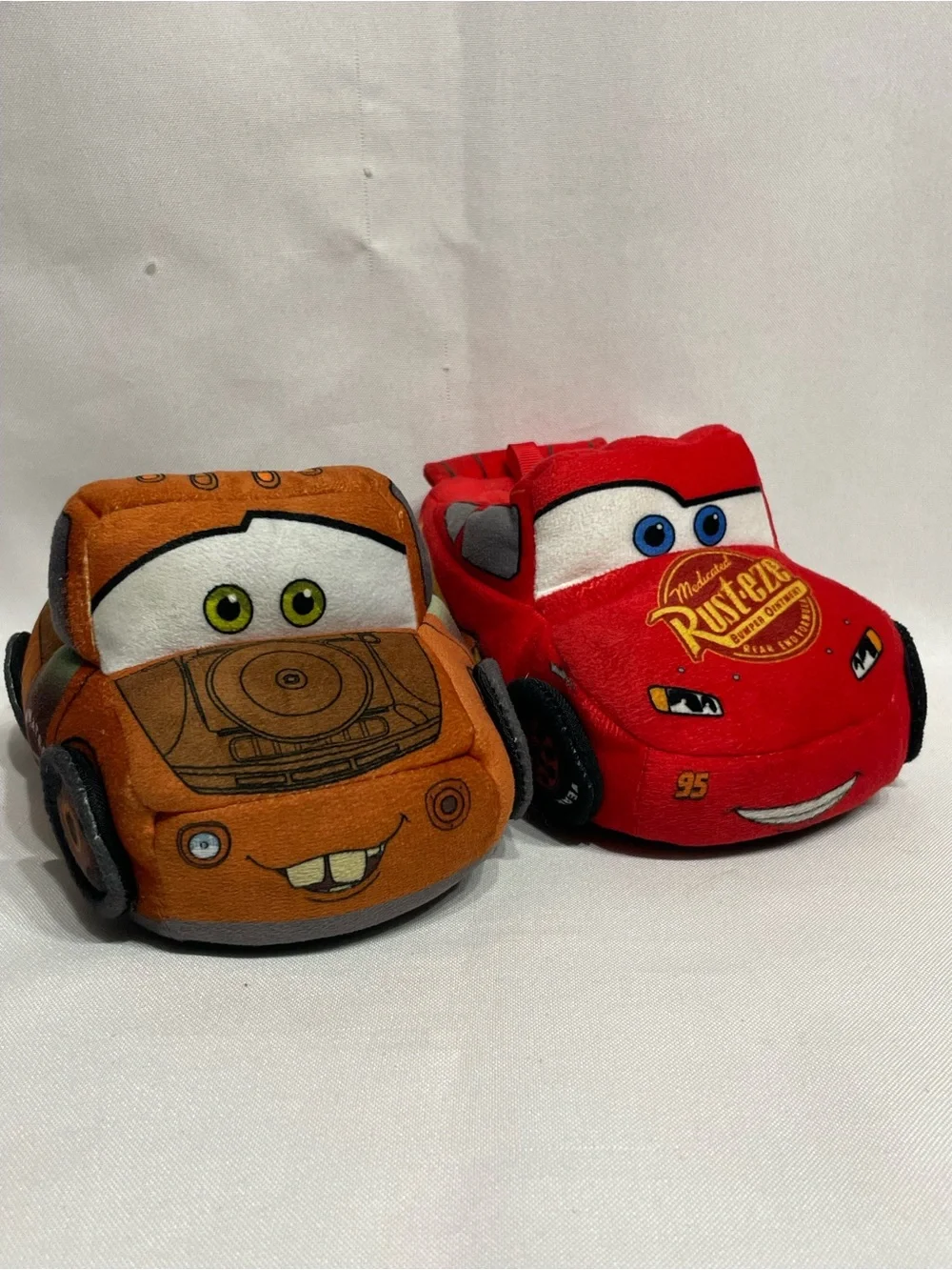 Toddler size 7/8 Disney Pixar CARS Lightning McQueen & Tow Mater Plush Slippers